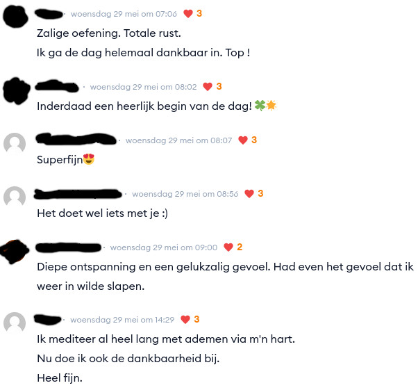 Ervaringen van deelnemers aan de Hartcoherentie en Dankbaarheid training